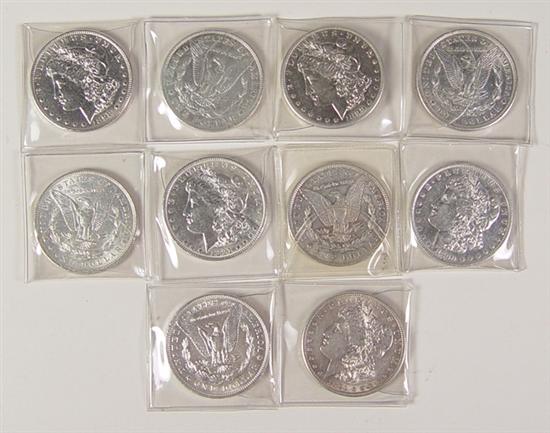 Appraisal: Ten Morgan Dollars Dates are coins coins -S coins and