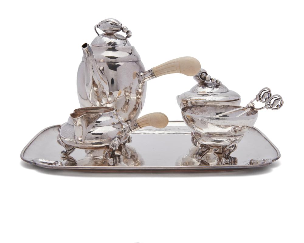 Appraisal: GEORG JENSEN Silver Four Piece Diminutive Squash Pattern Tea Service