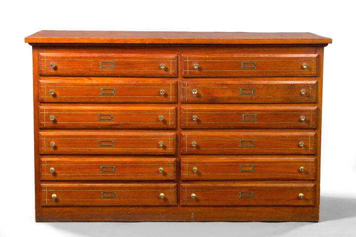 Appraisal: Southern Cypress Mercantile Cabinet late th century the overhanging top