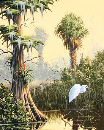 Appraisal: ESSENBURG Ben American th C ''Sunday Morning'' white heron in