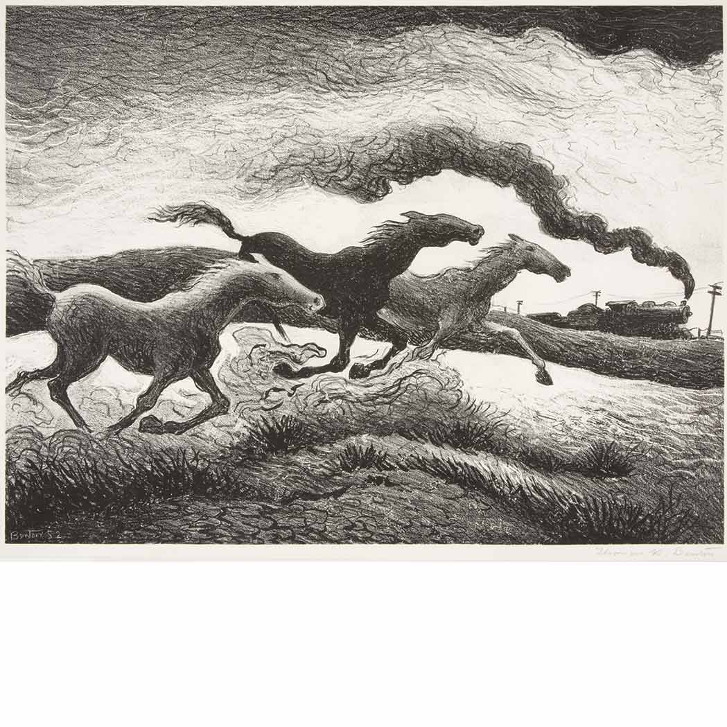 Appraisal: Thomas Hart Benton - RUNNING HORSES FATH Lithograph signed in