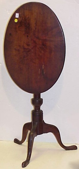 Appraisal: th C candlestand oval top of solid flame mahogany urn