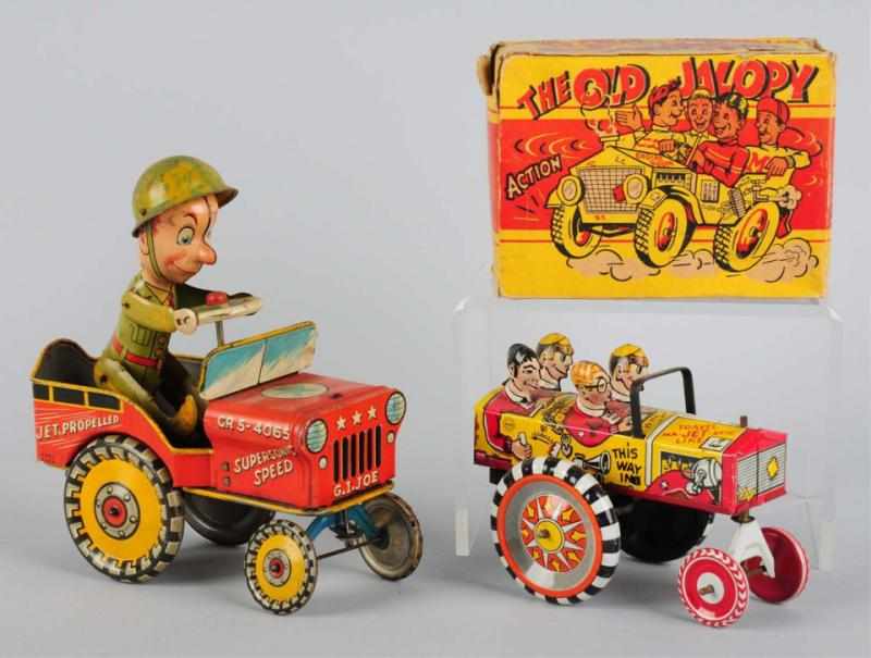 Appraisal: Lot of Tin Litho Whoopee Car Wind-Up Toys American Working