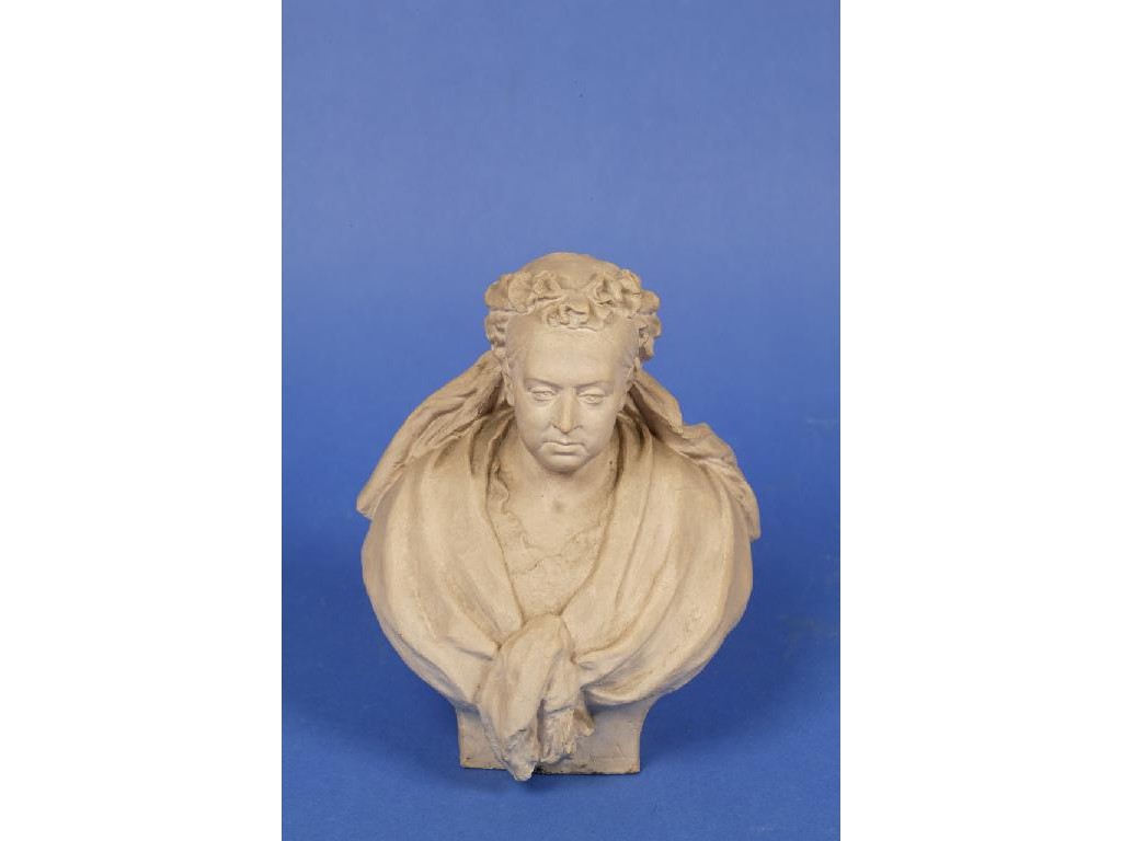 Appraisal: AFTER THEODORA GLEICHEN A buff-coloured terracotta bust of Queen Victoria