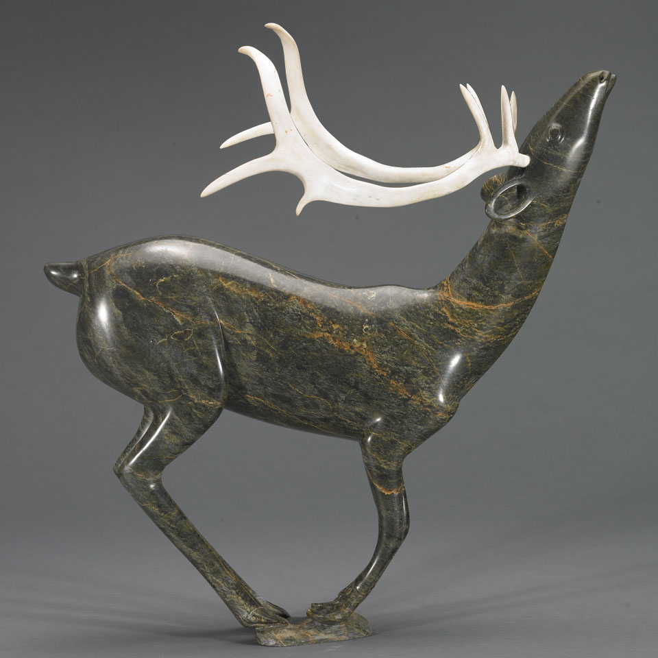 Appraisal: OSUITOK IPEELEE - E - Cape Dorset CARIBOU stone antler