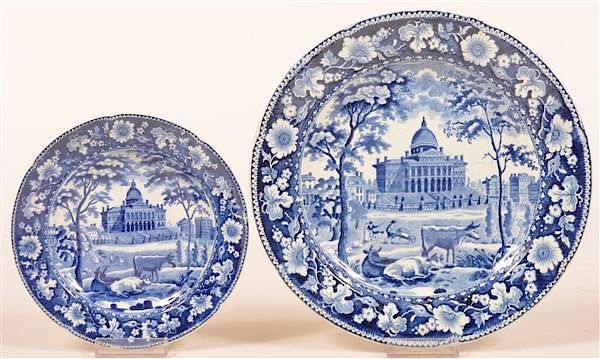 Appraisal: Two Historical Blue Boston State House Plates Two Historical Blue