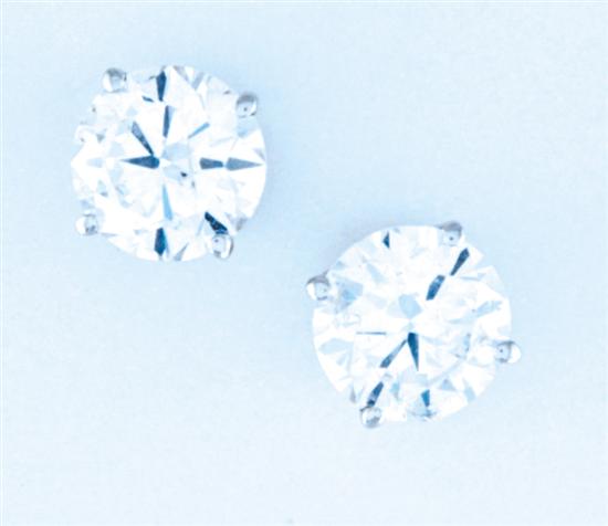 Appraisal: Diamond stud earrings two round brilliant-cut diamonds ctw color G-H