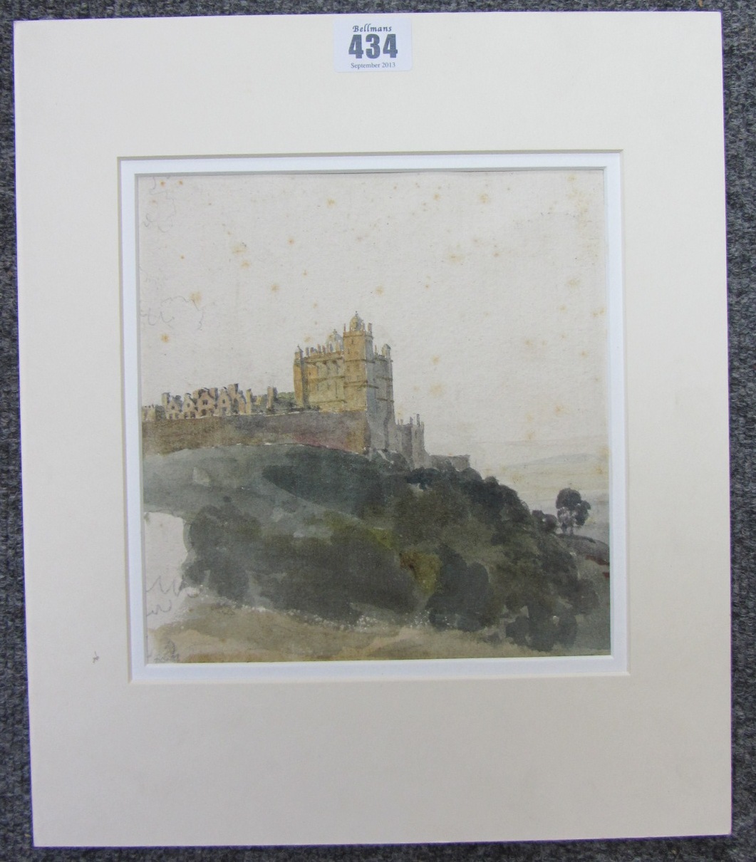 Appraisal: Peter de Wint - Bolsover Castle watercolour unframed cm x