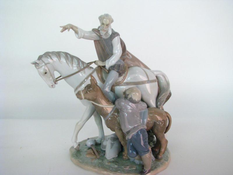 Appraisal: LLadro porcelain figural grouping 'Somewhere in La Mancha' x issued