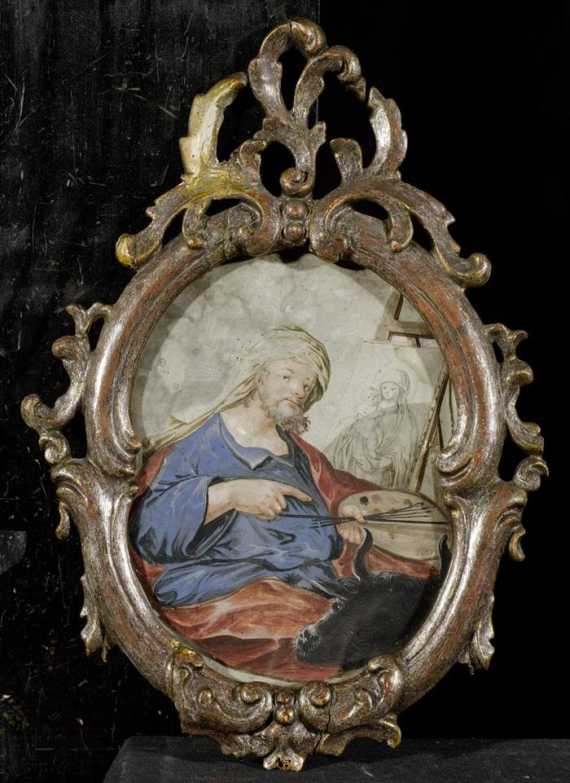 Appraisal: GERMAN TH CENTURY St Luke painting the Madonna Brown and