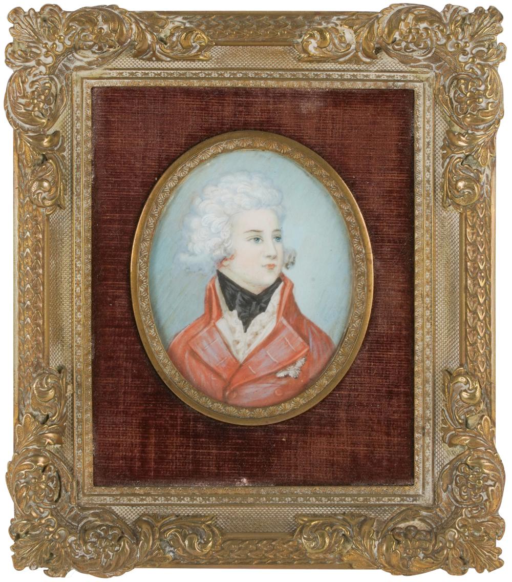 Appraisal: CONTINENTAL PORTRAIT MINIATURE OF A GENTLEMANunsigned in a rectangular metal