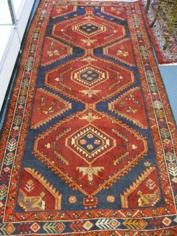 Appraisal: Meshkin Persian Handmade Rug trio of geometric design on indigio