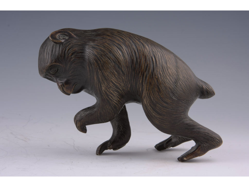 Appraisal: Japanese Bronze Macaque Monkey Late th c nicely dovetailed very