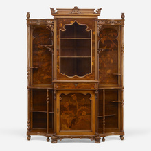 Appraisal: mile Gall RARE MARQUETRY CABINET WITH THISTLE BATS AND MOTHS