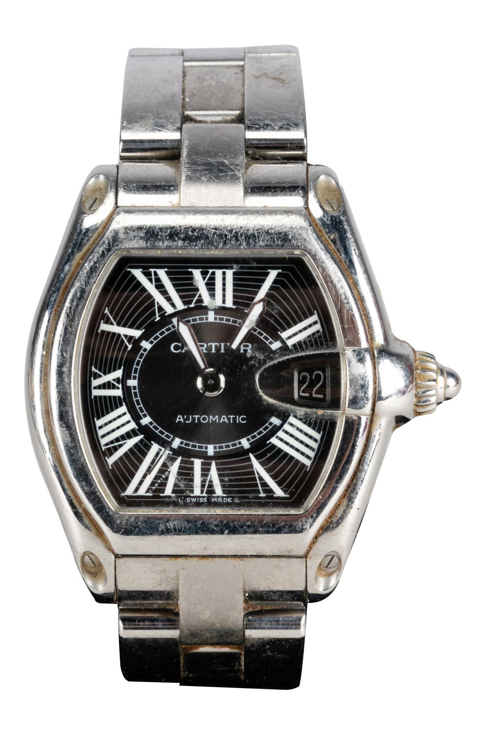 Appraisal: CARTIER ROADSTER STAINLESS STEEL WATCHcirca - the dial signed 'Cartier'