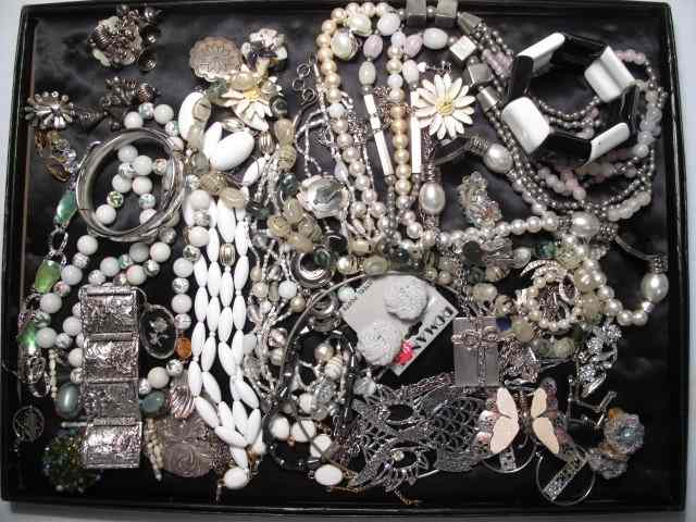 Appraisal: Tray lot of assorted ladies costume jewelry Includes silver toned