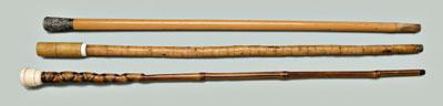 Appraisal: Three specialty canes one with bamboo shaft and horn tip