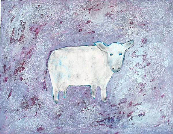 Appraisal: Property of various owners Untitled White Cow acrylic on paper