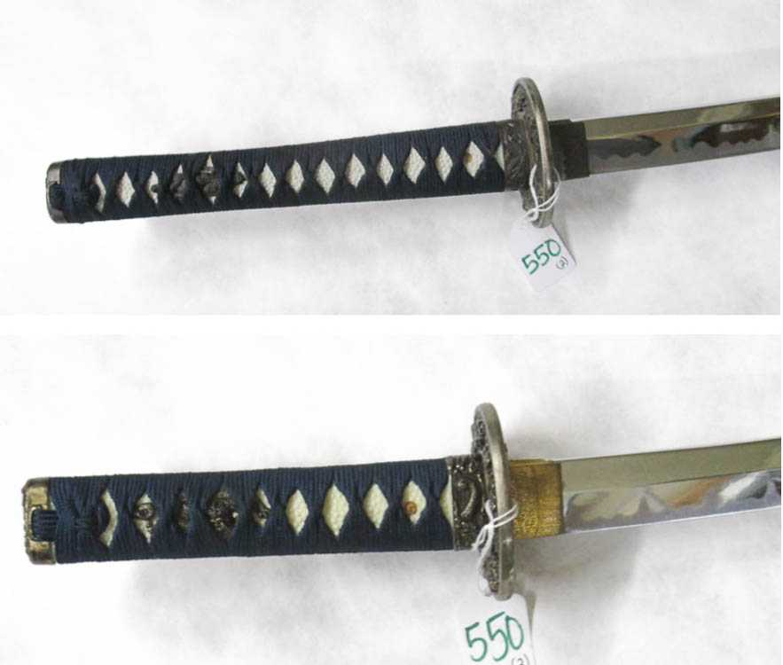 Appraisal: TWO DECORATIVE JAPANESE STYLE SWORDS the first with blade plus