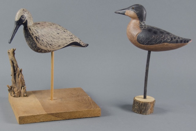 Appraisal: Two Wooden Shorebird Carvings th century One is x x