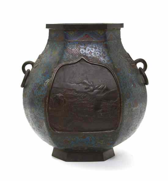 Appraisal: A Chinese Cloisonne Vase th century of hexagonally faceted bulbous