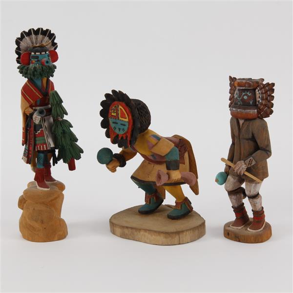 Appraisal: Three Native American Hopi Kachina Dolls Signed D Rne Nuvahongnaya