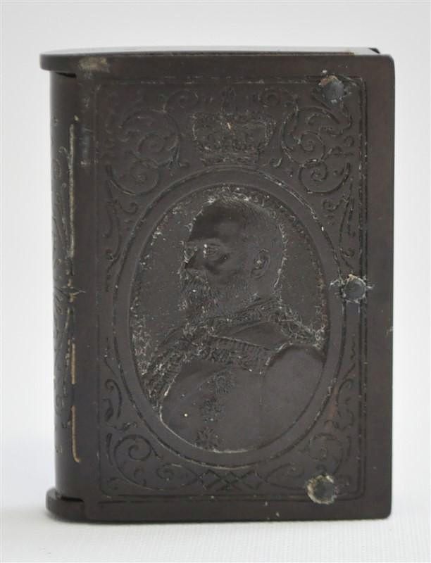 Appraisal: VULCANITE KING EDWARD VII MATCH SAFE VESTA CASE Original black