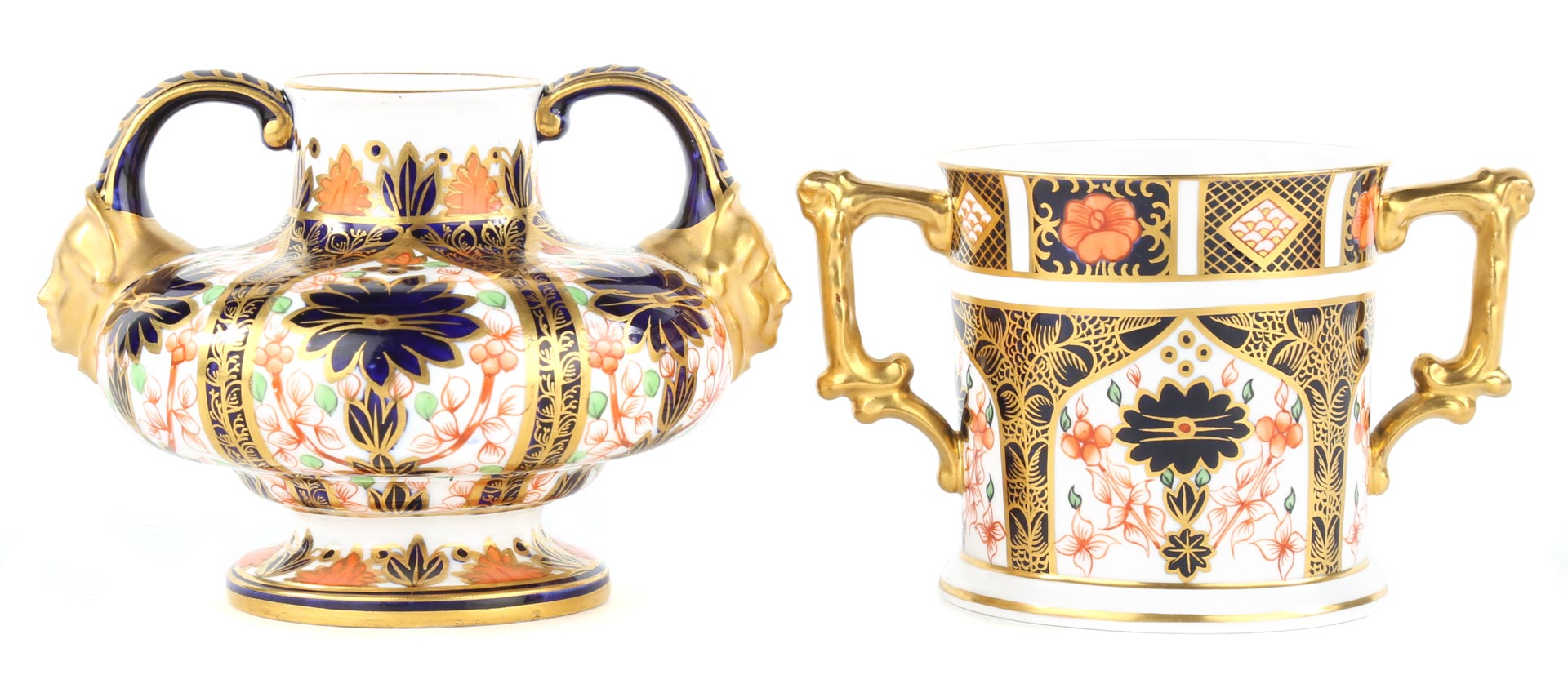 Appraisal: Royal Crown Derby china urn and double-handled cup both pieces