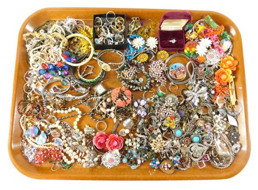 Appraisal: COSTUME JEWELRY Mostly silver toned including sterling pieces designers include