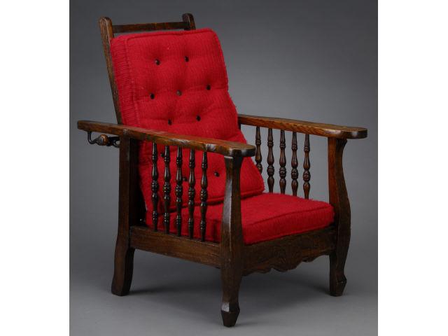 Appraisal: Child-Size Morris Chair America ca quarter-sawn oak adjustable arm chair