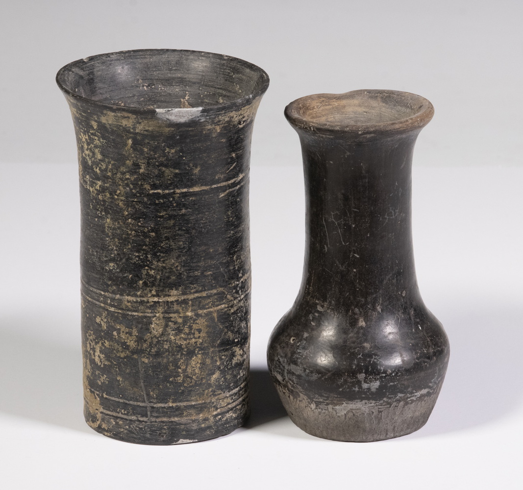 Appraisal: CHINESE BLACK GLAZED GREY CLAY SMALL VESSELS LONGYAN CULTURE -