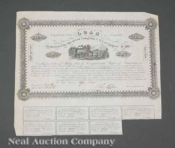 Appraisal: Confederate Bonds a group of C S A coupon bonds