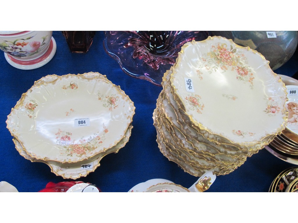 Appraisal: Limoges porcelain dessert service comprising three serving dishes and plates