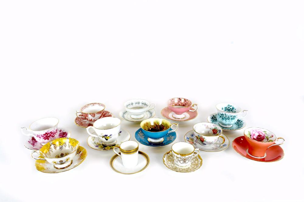 Appraisal: COLLECTION OF ENGLISH PORCELAIN TEACUPS WITH SAUCERSVarious factories all marked