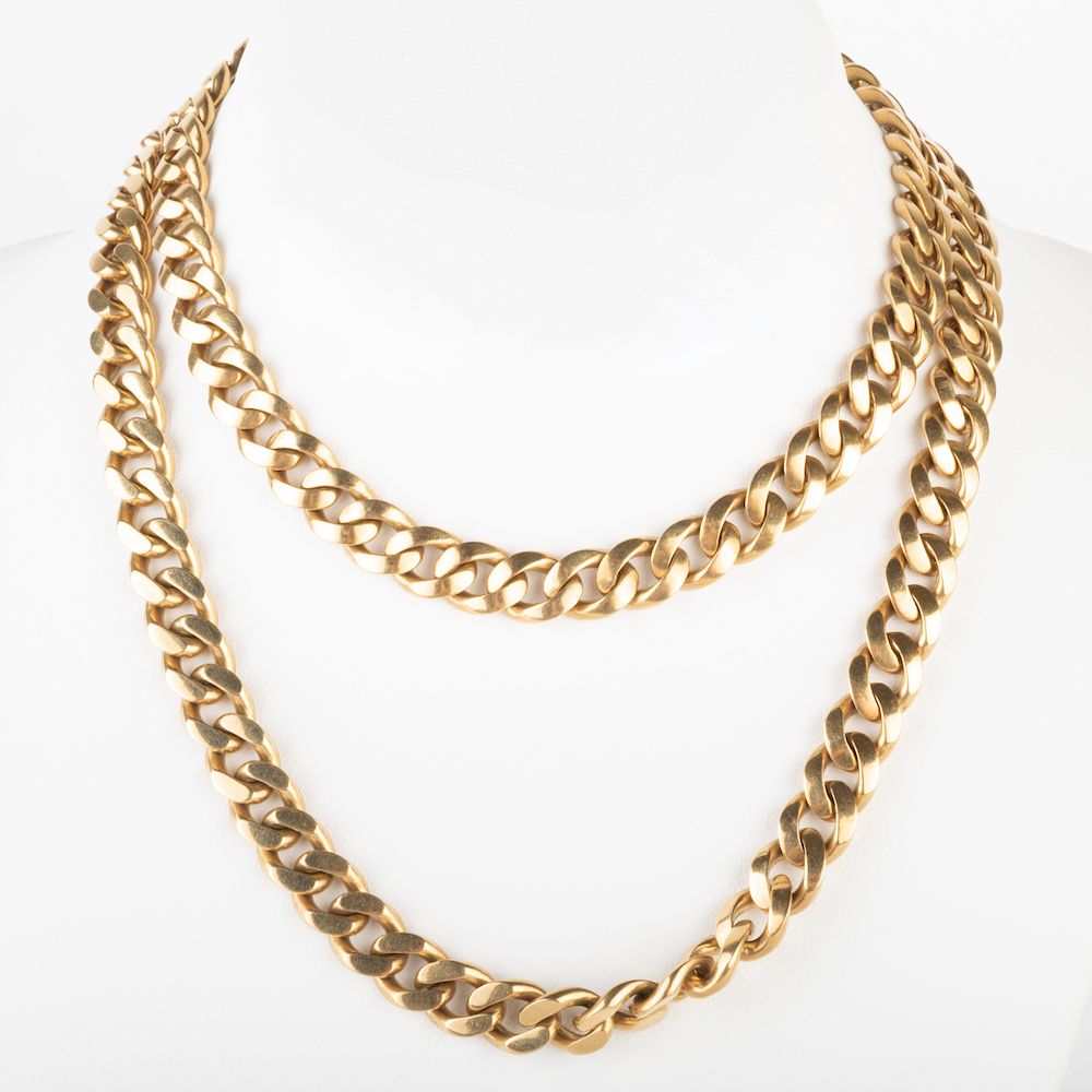 Appraisal: k Gold Long Cuban Link Chain Necklace Stamped ' '