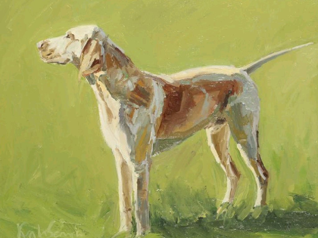 Appraisal: KATIE SCORGIE A study of a hound signed oil on