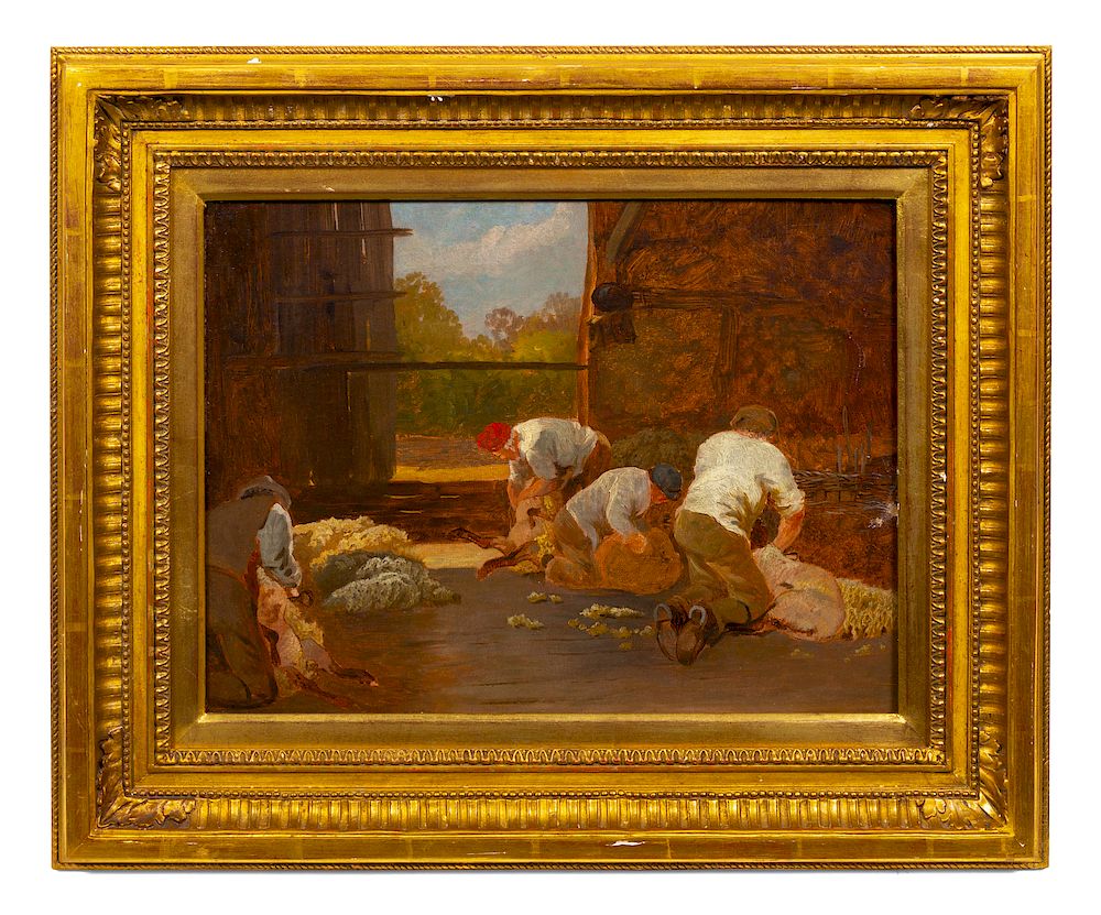 Appraisal: Figures Shearing Sheep Charles Collins British - Figures Shearing Sheep