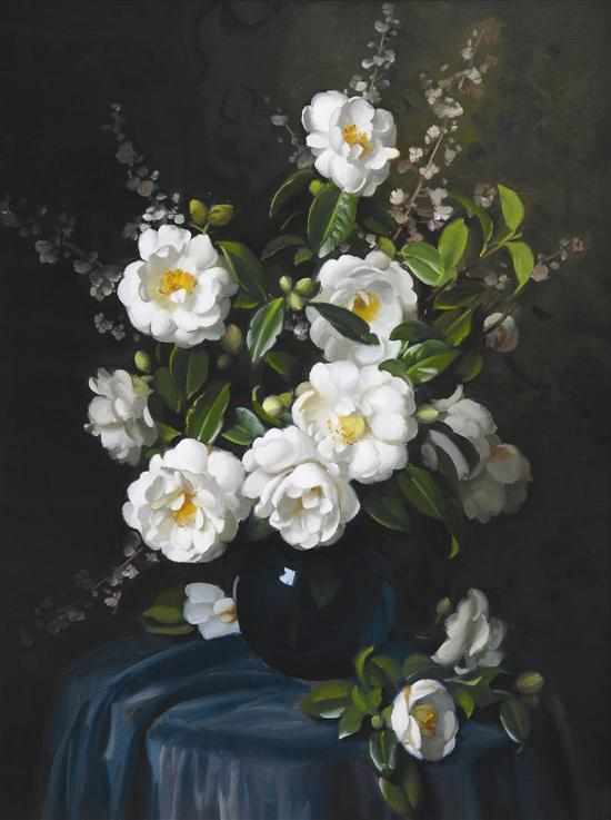 Appraisal: Ernest Buckmaster - White Camellias oil on canvas signed 'E