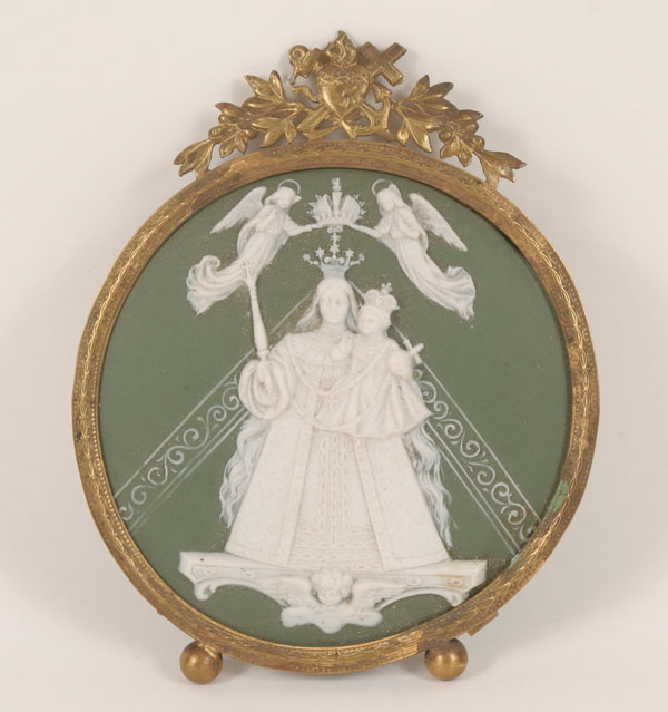 Appraisal: Wedgwood type jasper medallion depicting the Coronation of the Virgin