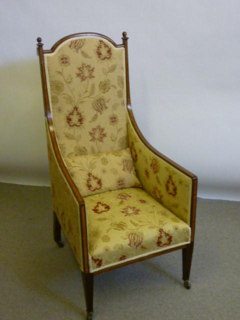 Appraisal: A LADY'S MAHOGANY ARMCHAIR c with satinwood banding and ebony