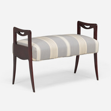 Appraisal: Modern Bench c lacquered wood upholstery h w d in