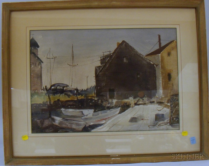 Appraisal: American School th Century On the Wharf Signed John Mitchell