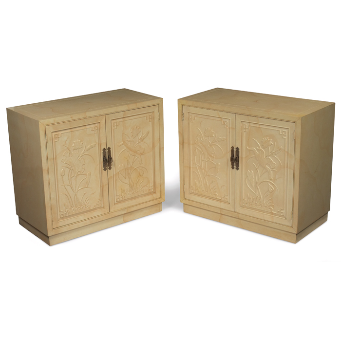 Appraisal: Henredon server cabinets pair each with two carved doors original