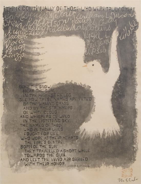 Appraisal: After Ben Shahn American - I Think Continually of Those