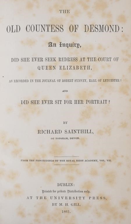 Appraisal: Old Countess of Desmond by Richard Sainthill University Press London