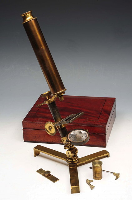 Appraisal: A BRASS MONOCULAR MICROSCOPE by W E F Newton Instrument