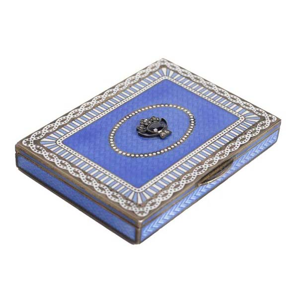 Appraisal: Austrian silver and enamel compact box with guilloche and faceted