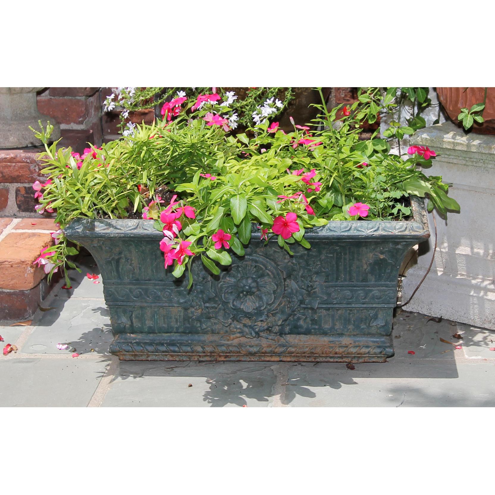 Appraisal: Cast Iron Rectangular Low Planter central rosette design with wave