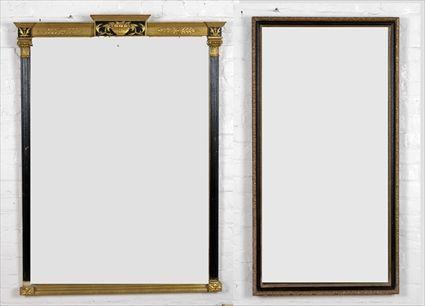 Appraisal: Federal-Style Parcel-Gilt and Black Painted Overmantel Mirror Together with another