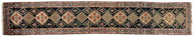 Appraisal: Baktiari runner repeating floral medallions on blue black field borders